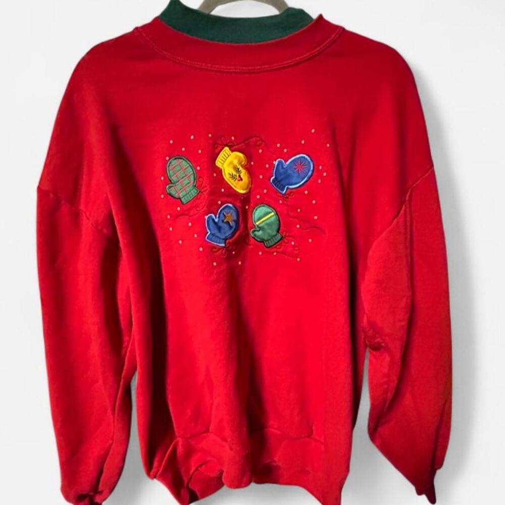 Festive XL vintage 90s Willow Bay winter crewneck w double collar christmas